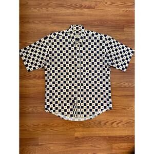 Vintage Natural Issue 90s Indie Checkered Button Up Shirt Cotton Medium